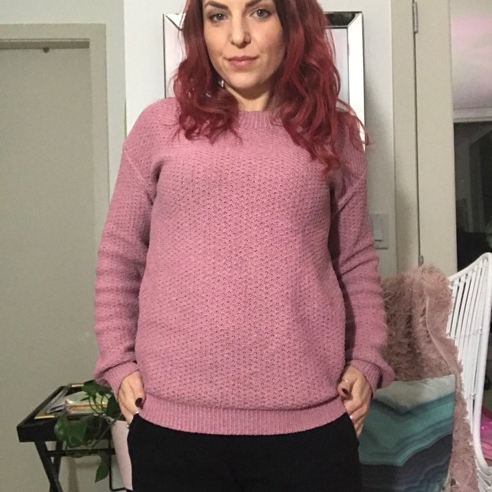 Posey pink sweater with sexy back cut out
